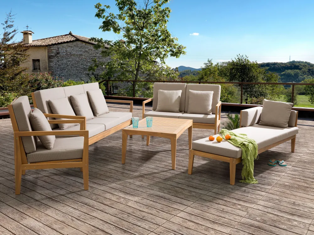 Conjunto lounge PATAJA Madeira de acácia Castanho óbvio