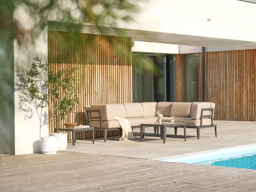 Conjunto lounge RIMA III Alumínio Creme Esquerdo para Varandas e Terraços