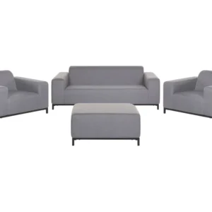 Conjunto lounge ROVIGO Poliéster Cinzento com Guarda-sol Incluso