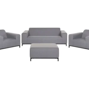 Conjunto lounge ROVIGO Poliéster Cinzento com Guarda-sol Incluso