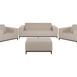 Conjunto lounge ROVIGO Poliéster Creme com Guarda-sol Incluso