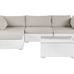 Conjunto lounge SANO Ratan sintético Branco Direito com Almofadas Incluídas