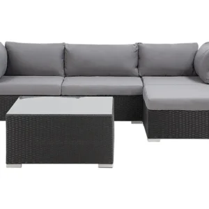 Conjunto lounge SANO Ratan sintético Preto Esquerdo em Alumínio e Vidro