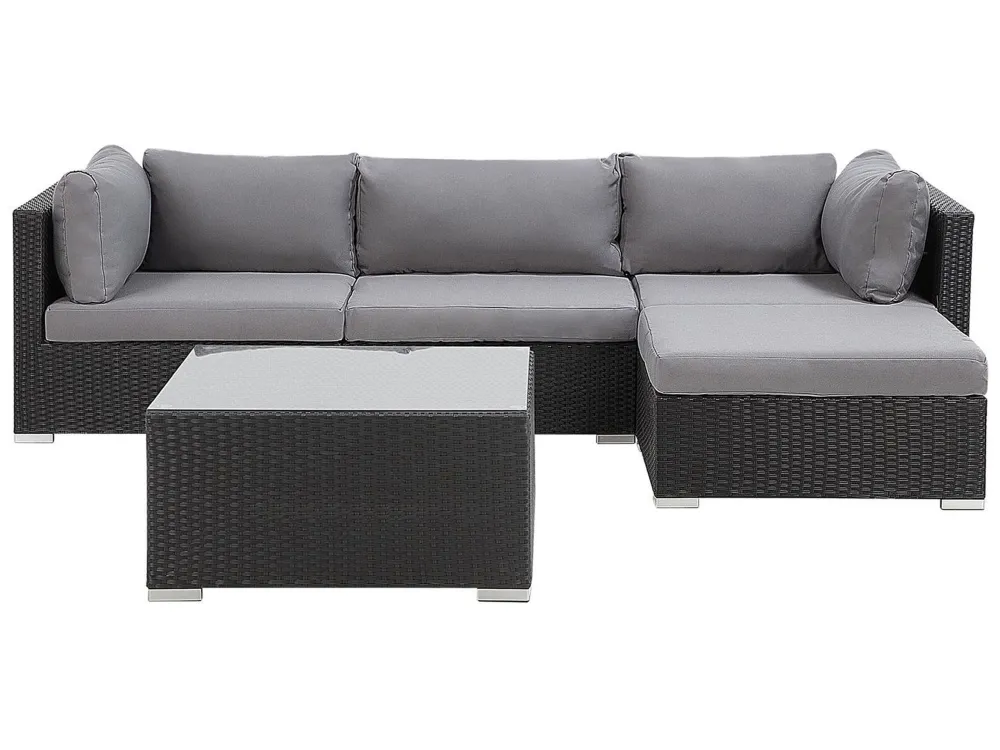 Conjunto lounge SANO Ratan sintético Preto Esquerdo em Alumínio e Vidro