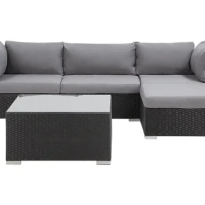 Conjunto lounge SANO Ratan sintético Preto Esquerdo em Alumínio e Vidro