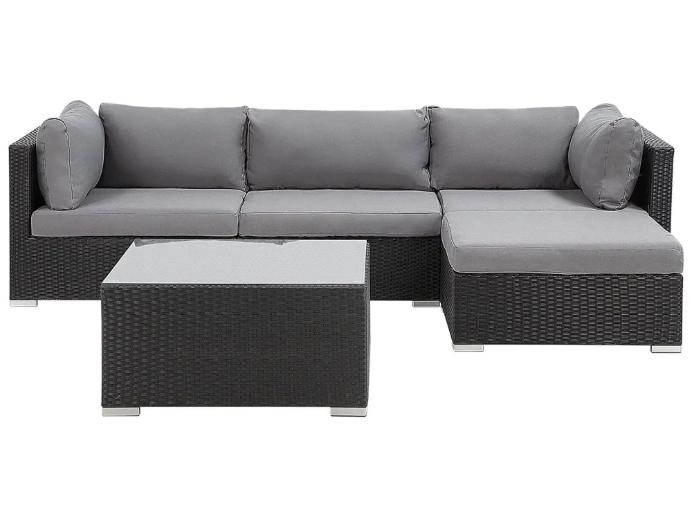 Conjunto lounge SANO Ratan sintético Preto Esquerdo em Alumínio e Vidro
