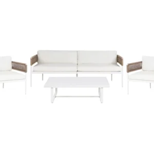 Conjunto lounge SERLA Alumínio Branco Simétrico em Tecido Outdoor