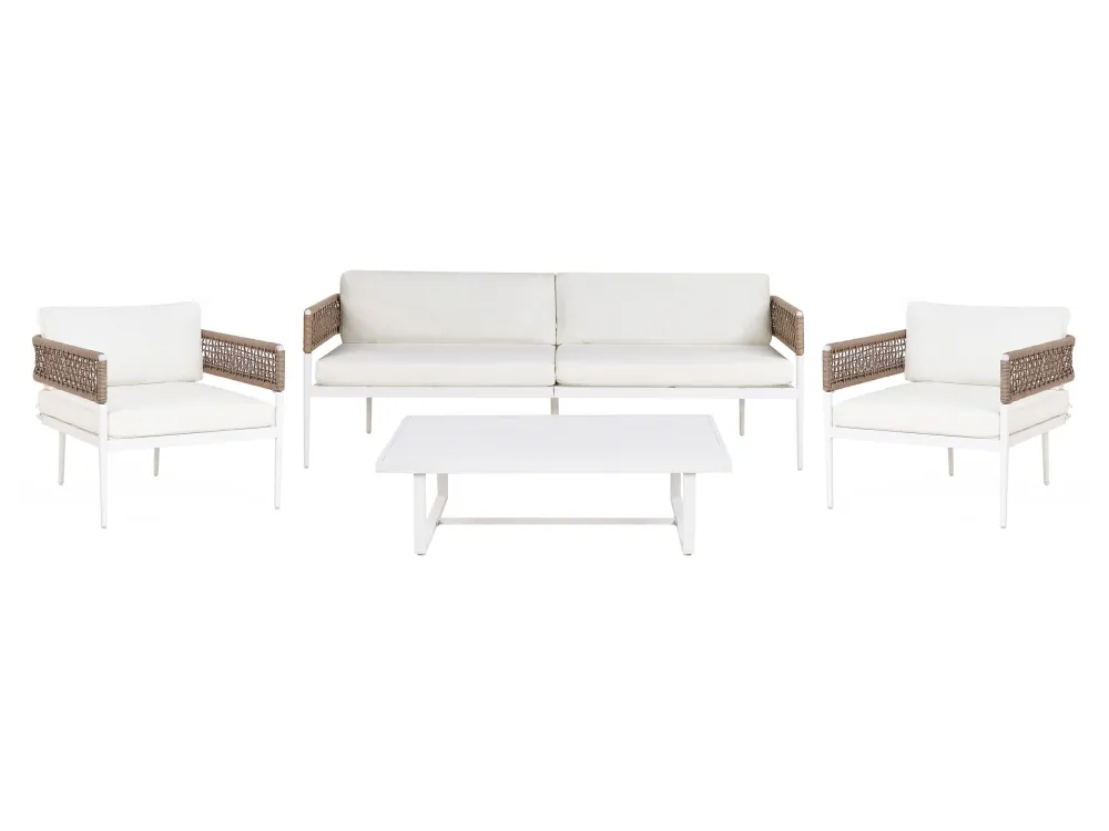 Conjunto lounge SERLA Alumínio Branco Simétrico em Tecido Outdoor