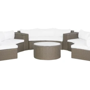 Conjunto lounge SEVERO Ratan sintético Castanho em Tecido Outdoor