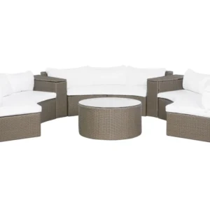 Conjunto lounge SEVERO Ratan sintético Castanho em Tecido Outdoor