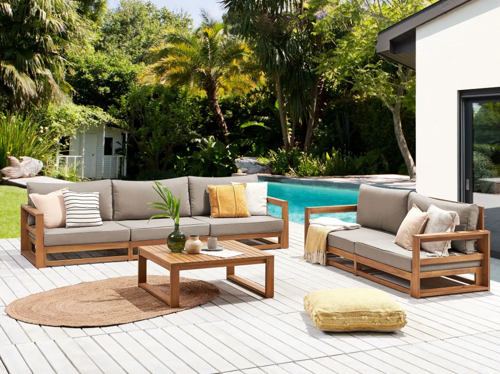 Conjunto lounge TIMOR Madeira de acácia com certificado FSC® Castanho nítido