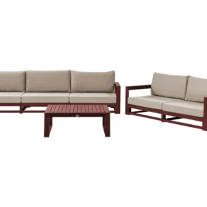 Conjunto lounge TIMOR Madeira de acácia Vermelho apagado