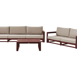 Conjunto lounge TIMOR Madeira de acácia Vermelho apagado