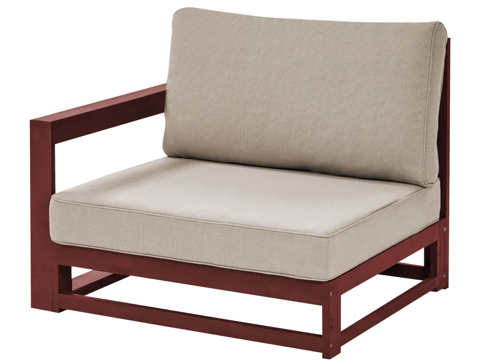 Conjunto lounge TIMOR Madeira de acácia Vermelho escuro Cinzento Creme Genérico