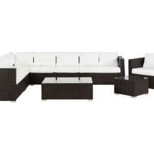 Conjunto lounge XXL Ratan sintético Castanho turvo Universal com Almofadas à Prova D'água