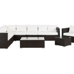 Conjunto lounge XXL Ratan sintético Castanho turvo Universal com Almofadas à Prova D'água