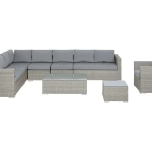 Conjunto lounge XXL Ratan sintético Cinzento Padrão