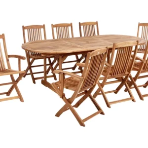 Conjunto de Madeira Maciç Conjunto de jardim 8 lugares em madeira de acácia clara MAUI II