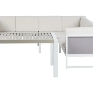 Conjunto de Madeira Maciç Conjunto lounge CASTELLA Alumínio Branco creme Esquerdo