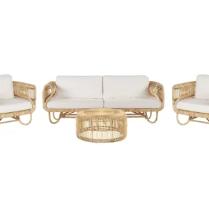 Conjunto de Madeira Maciç Conjunto lounge DOLCEDO/LIMNI Rattan/vime Creme