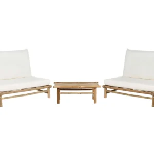 Conjunto de Madeira Maciç Conjunto lounge TODI Madeira de bambu Branco creme