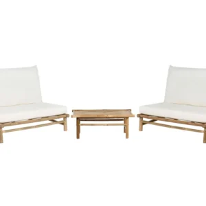 Conjunto de Madeira Maciç Conjunto lounge TODI Madeira de bambu Branco creme