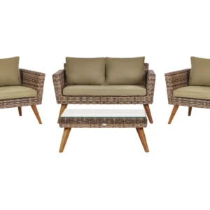 Conjunto de Madeira Maciç Conjunto lounge VITTORIA Ratan sintético Verde-oliva