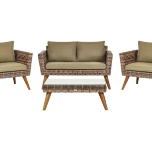 Conjunto de Madeira Maciç Conjunto lounge VITTORIA Ratan sintético Verde-oliva