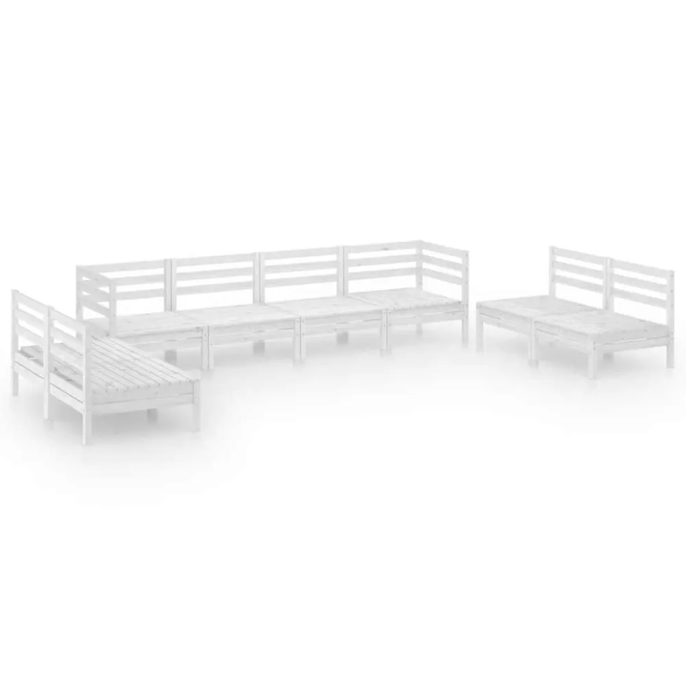 Conjunto de Madeira Maciç 8 pcs conjunto lounge de jardim pinho maciço branco