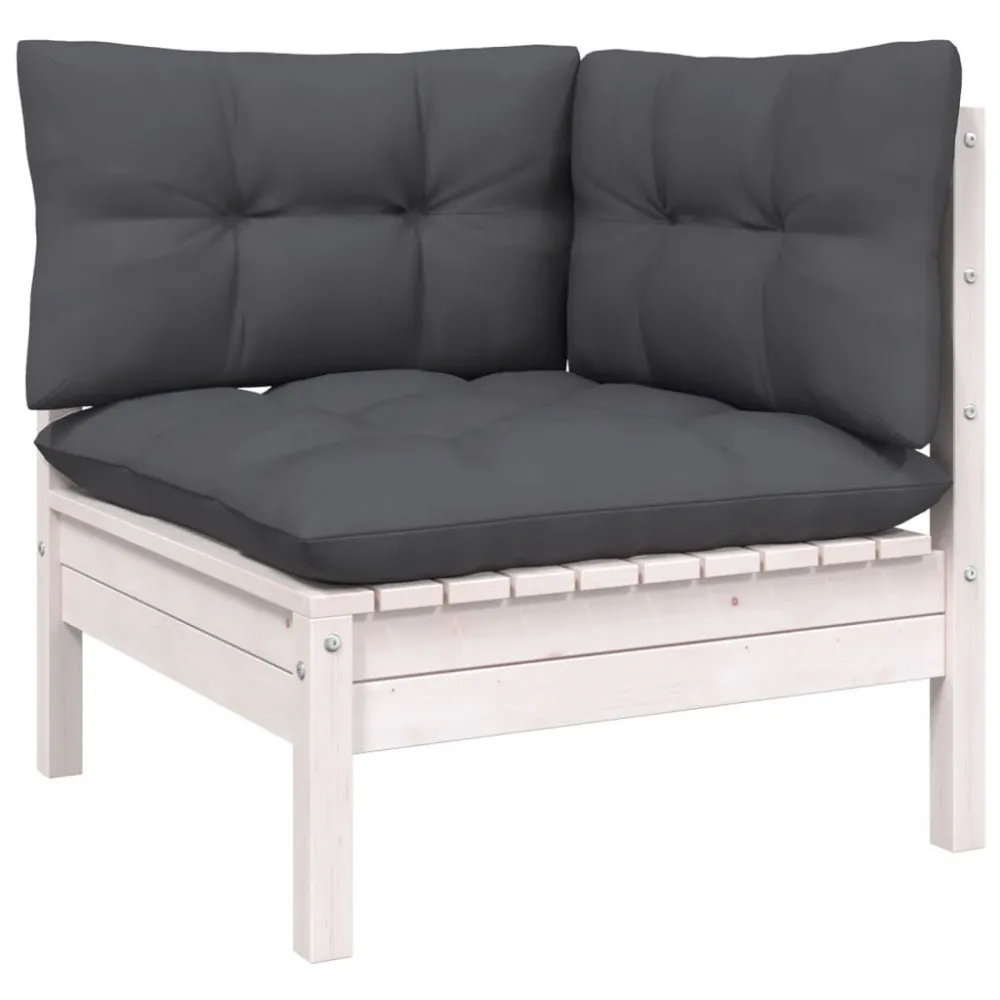 Conjunto de Madeira Maciç 11 pcs conjunto lounge de jardim com almofadões pinho branco