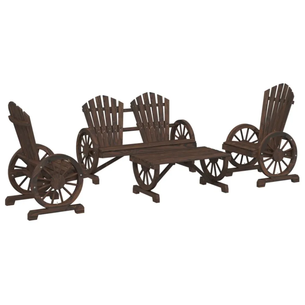 Conjunto de Madeira Maciç 4 pcs conjunto lounge de jardim madeira de abeto maciç