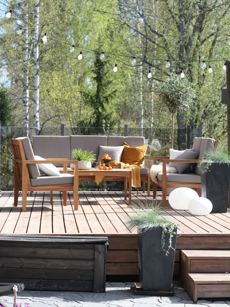 Conjunto Modular para Conjunto lounge PATAJA Madeira de acácia com certificado FSC® Castanho visível
