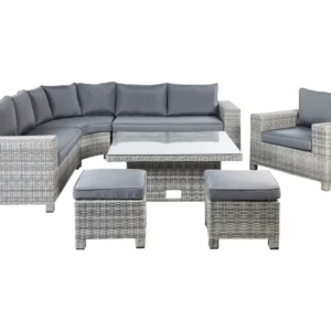 Conjunto Modular para Conjunto lounge TEGLIO Ratan sintético Cinzento Simétrico