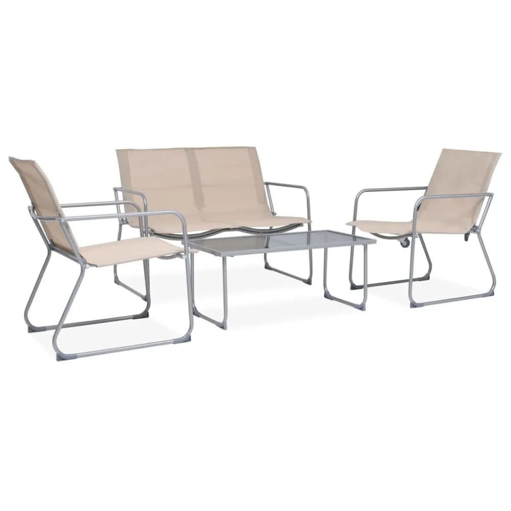 Conjunto Modular para 4 pcs conjunto lounge para jardim tecido e ço cor creme