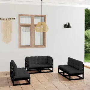 Conjunto Modular para 6 peças conjunto longue de jardim com almofadões pinho maciço