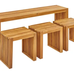 Conjunto Premium de Conjunto de jardim 3 lugares em madeira de acácia clara BELLANO
