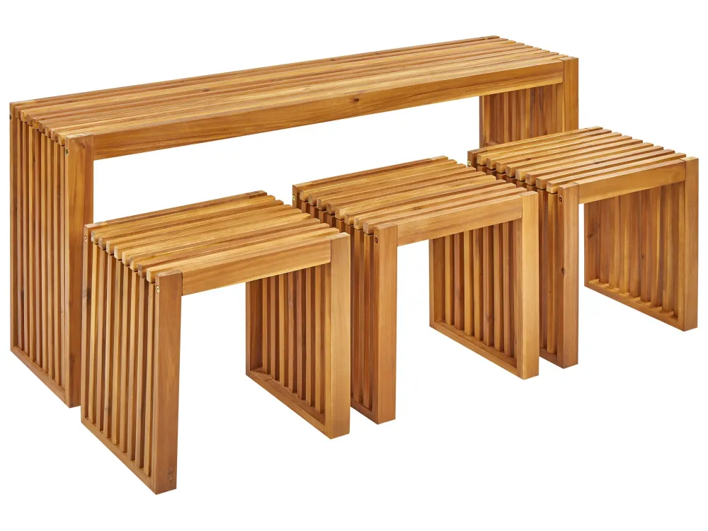 Conjunto Premium de Conjunto de jardim 3 lugares em madeira de acácia clara BELLANO