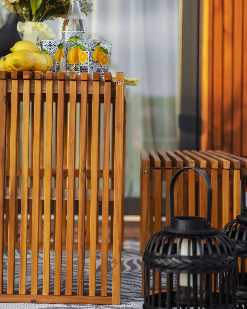 Conjunto Premium de Conjunto de jardim 3 lugares em madeira de acácia clara BELLANO