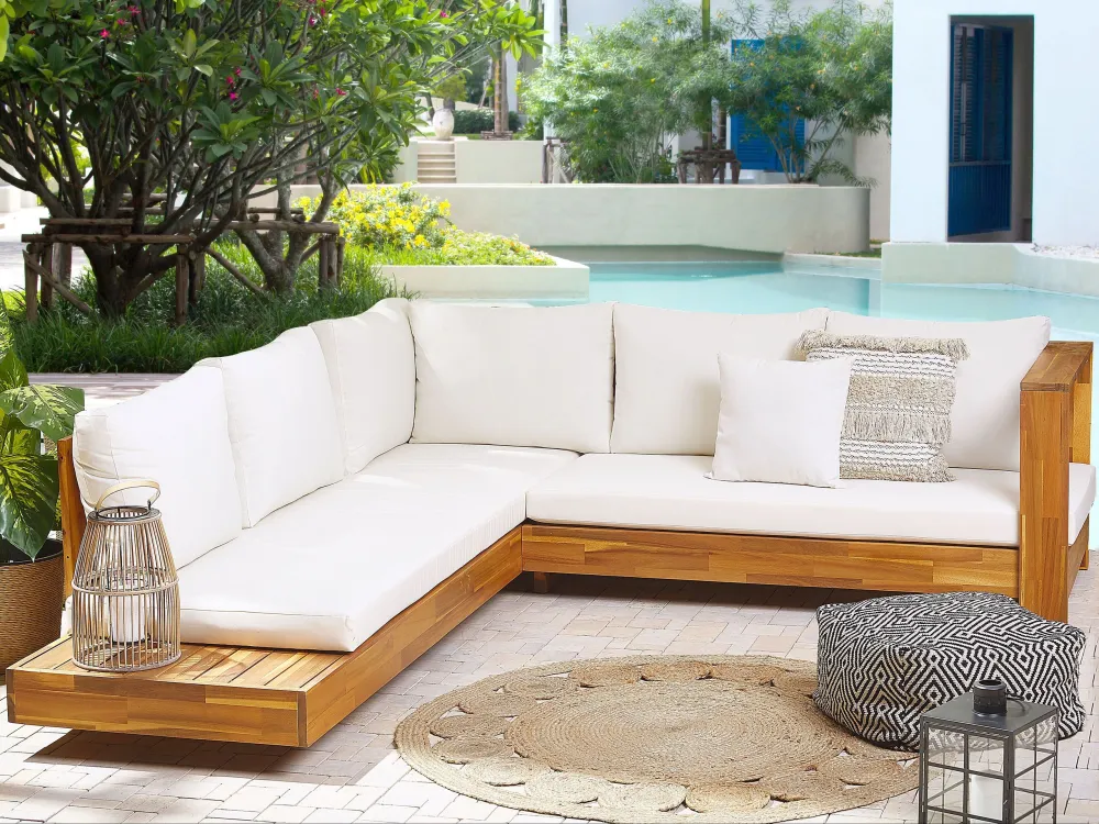 Conjunto Premium de Conjunto lounge MARETTIMO Madeira de acácia Branco creme Esquerdo