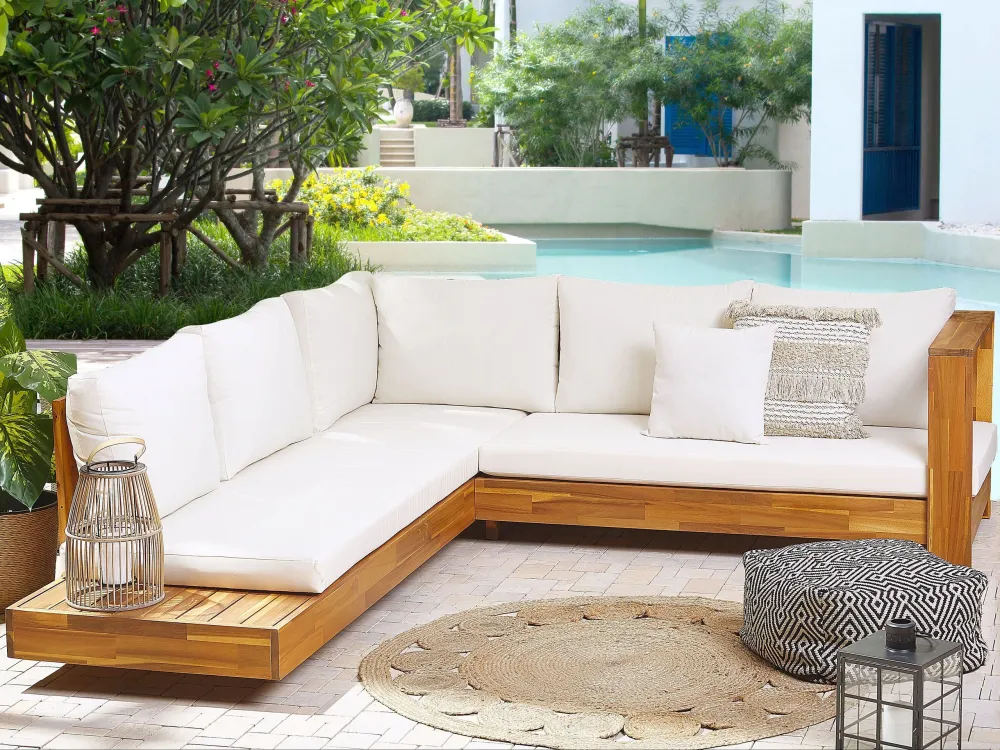 Conjunto Premium de Conjunto lounge MARETTIMO Madeira de acácia Branco creme Esquerdo