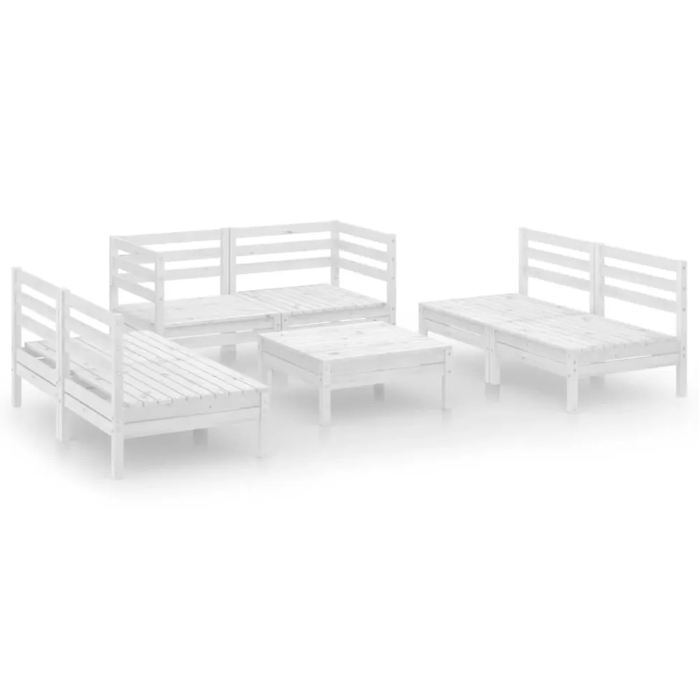 Conjunto Premium de 7 pcs conjunto lounge de jardim pinho maciço branco