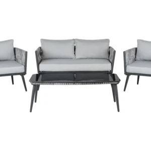 Conjunto de Rattan Sintético Conjunto lounge PREVEZA Ratan sintético Cinzento