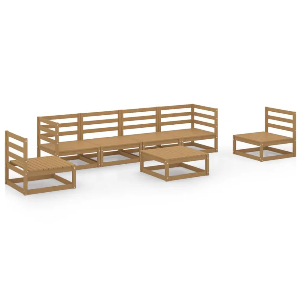Conjunto de Relaxamento 7 pcs conjunto lounge de jardim pinho maciço castanho mel