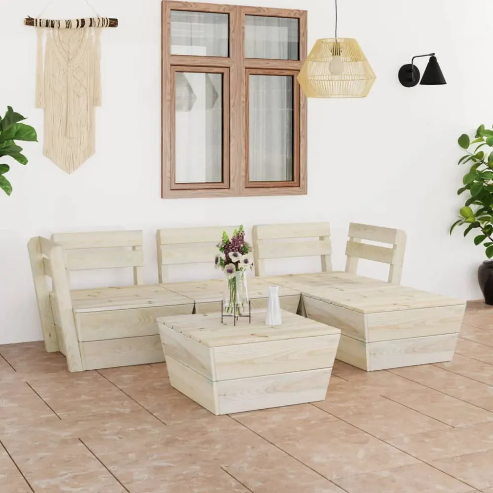 Conjunto de Relaxamento 5 pcs conjunto lounge de paletes madeira de abeto impregnada