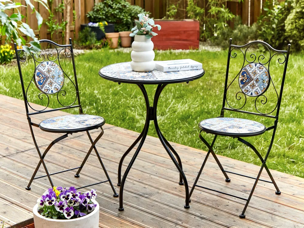 Conjunto de varanda com 2 lugares em metálico preto CIVITA