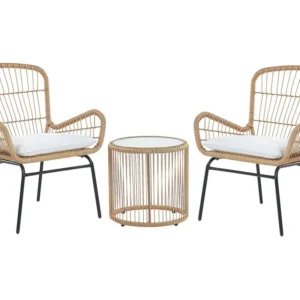 Conjunto de varanda com 2 lugares em rattan cor espontâneo LABICO com Almofadas à Prova D'água