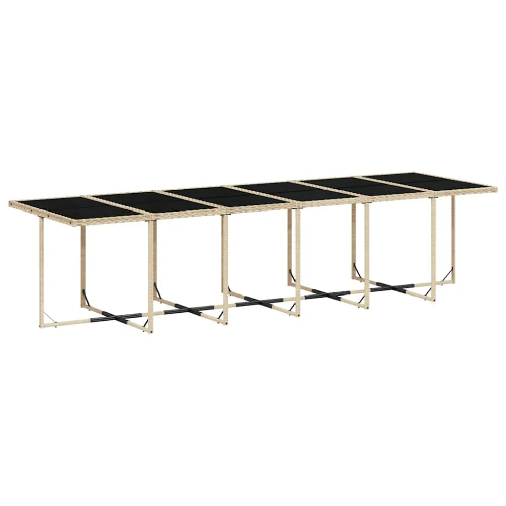 11 pcs conj. jantar jardim com almofadões vime PE bege misturado Kit Completo com Almofadas