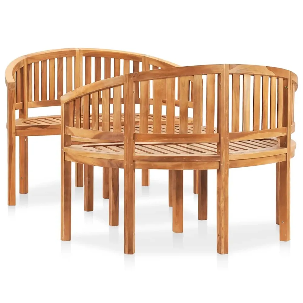 3 pcs conj. lounge de jardim formato banana teca maciç com Mesa e 6 Cadeiras