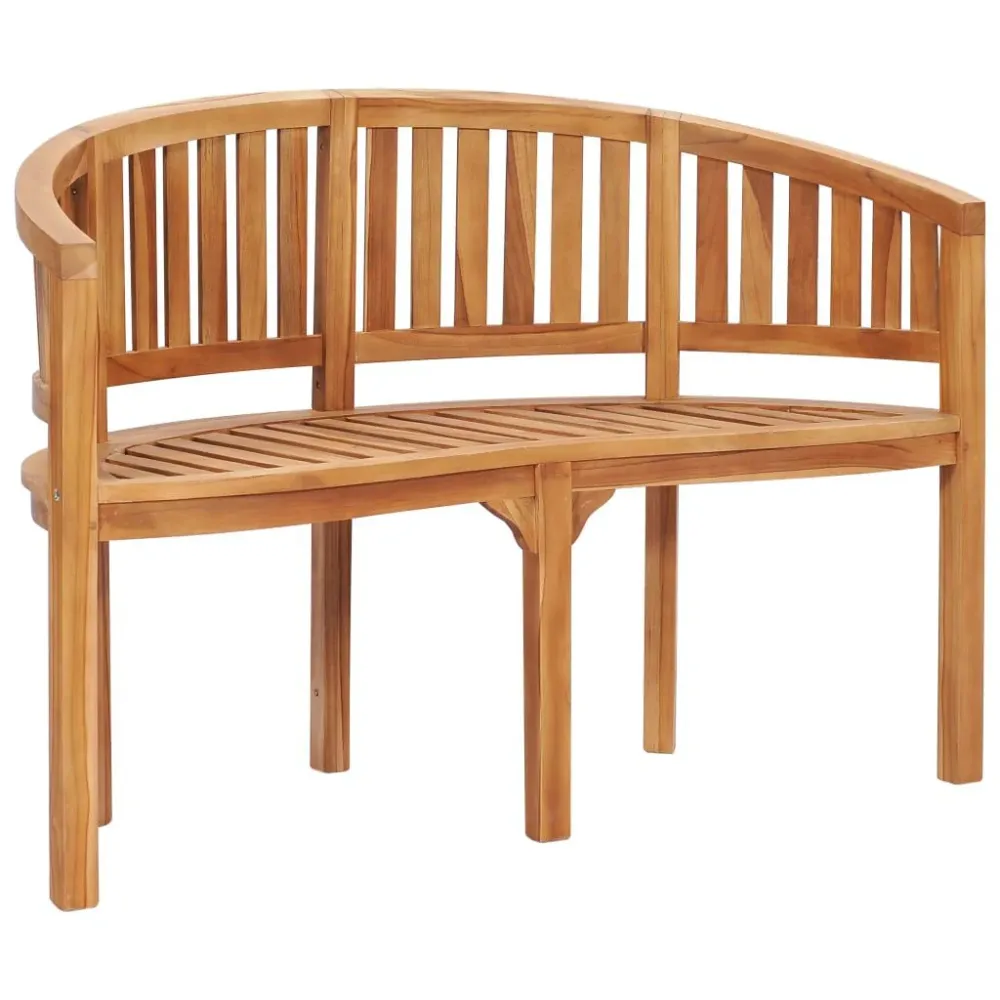 3 pcs conj. lounge de jardim formato banana teca maciç com Mesa e 6 Cadeiras
