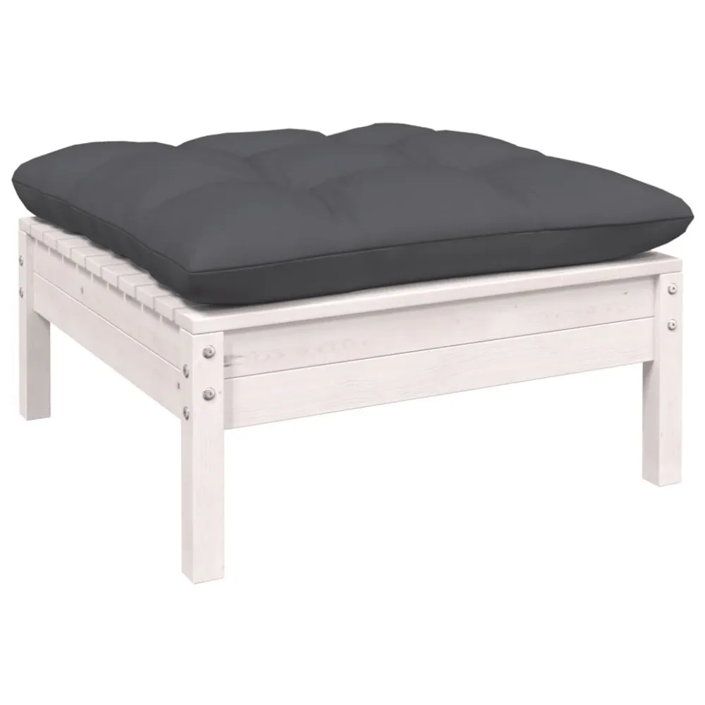 12 pcs conjunto lounge de jardim com almofadões pinho branco em Tecido Outdoor